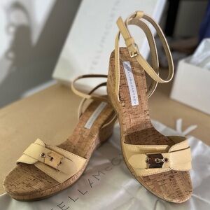Stella McCartney cork wedge buckle sandles tan 41